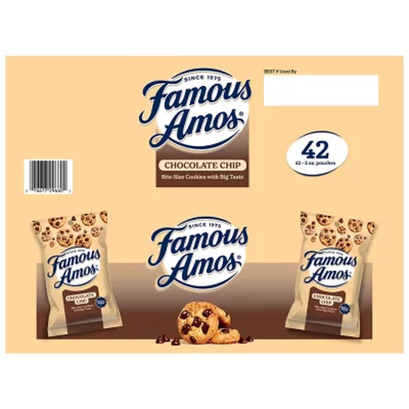 Famous Amos Chocolate Chip Cookies, 2 Oz., 42 Pk.