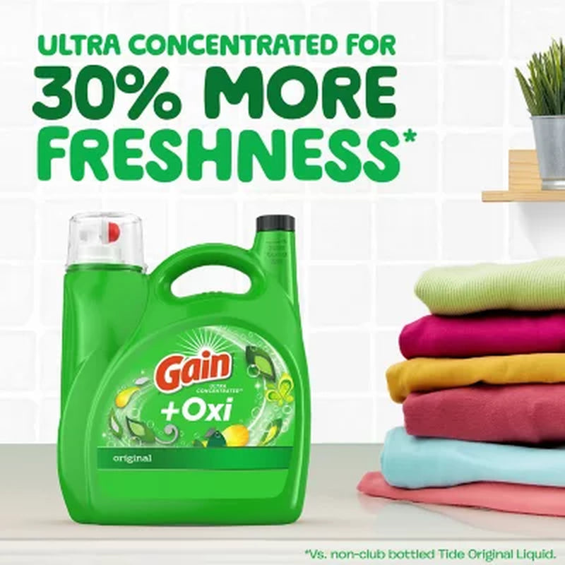 Gain + Oxi Liquid Laundry Detergent, Original, 159 Loads, 170 Fl. Oz.