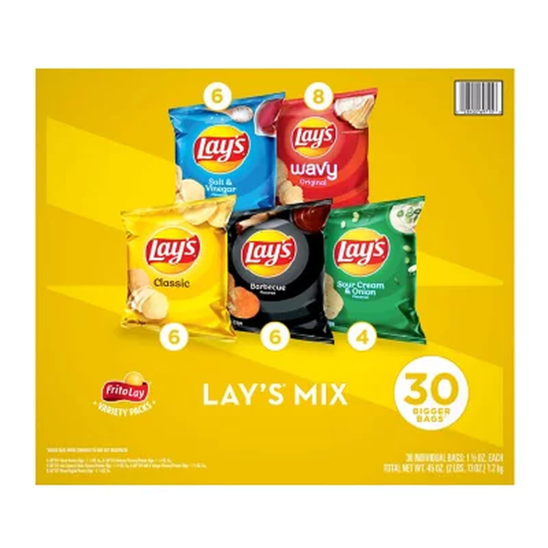 Lay'S Mix Variety Pack Potato Chips, 30 Pk.