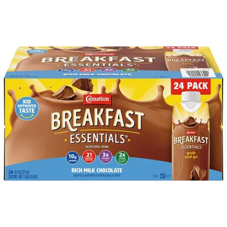 Carnation Breakfast Essentials Ready to Drink, Rich Milk Chocolate 8 Oz., 24 Pk.