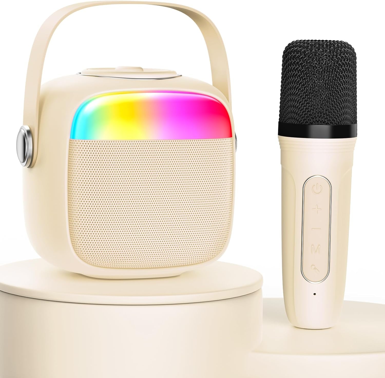 Karaoke Machine for Kids & Adults, Mini Portable Bluetooth Speaker with Microphones, Home Party Karaoke Speaker 