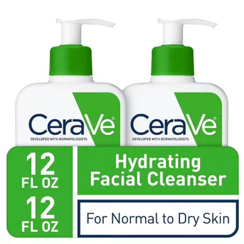 Cerave Hydrating Facial Cleanser, Normal to Dry Skin, 12 Fl. Oz., 2 Pk.