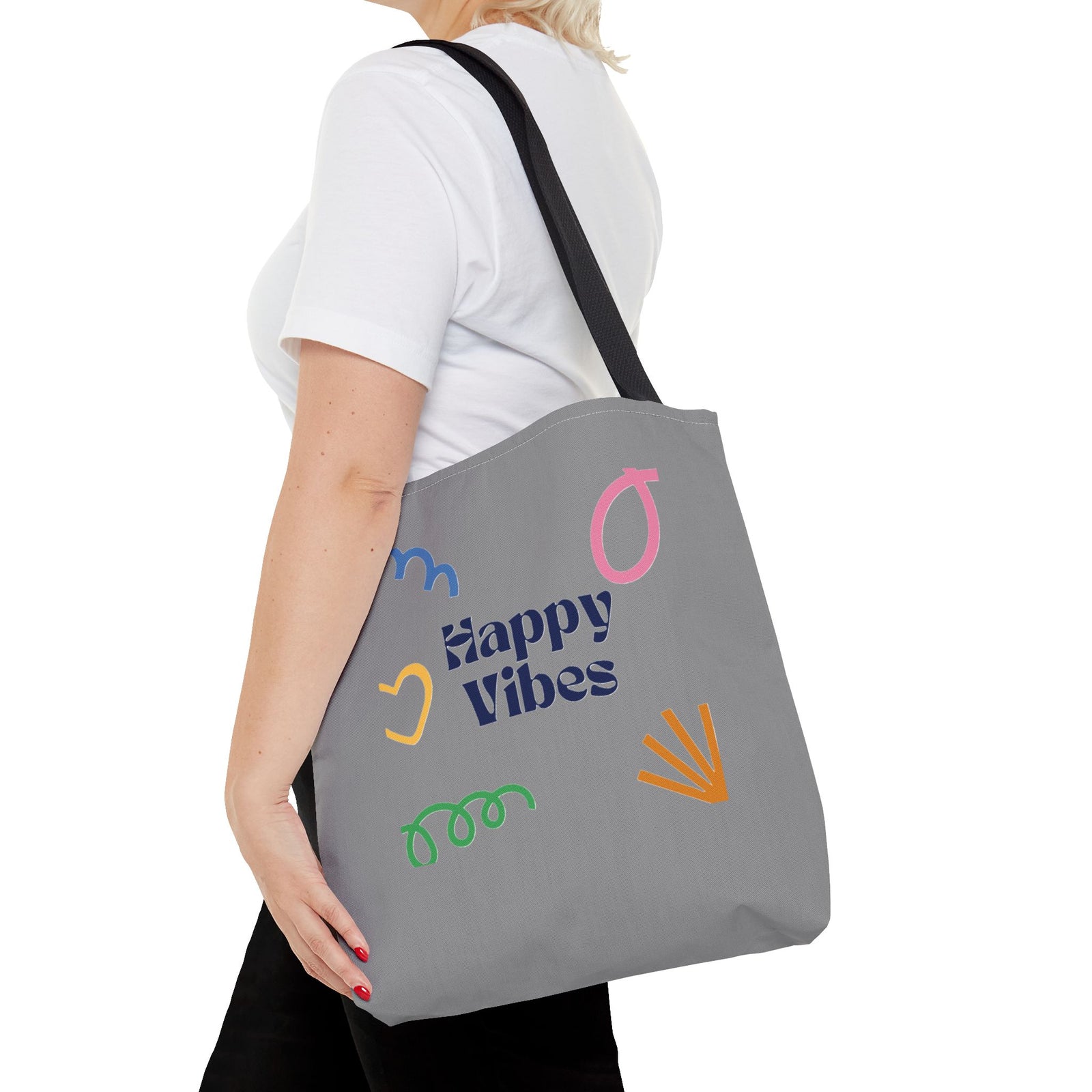 Happy Vibe Tote Bag (AOP) for any occasion