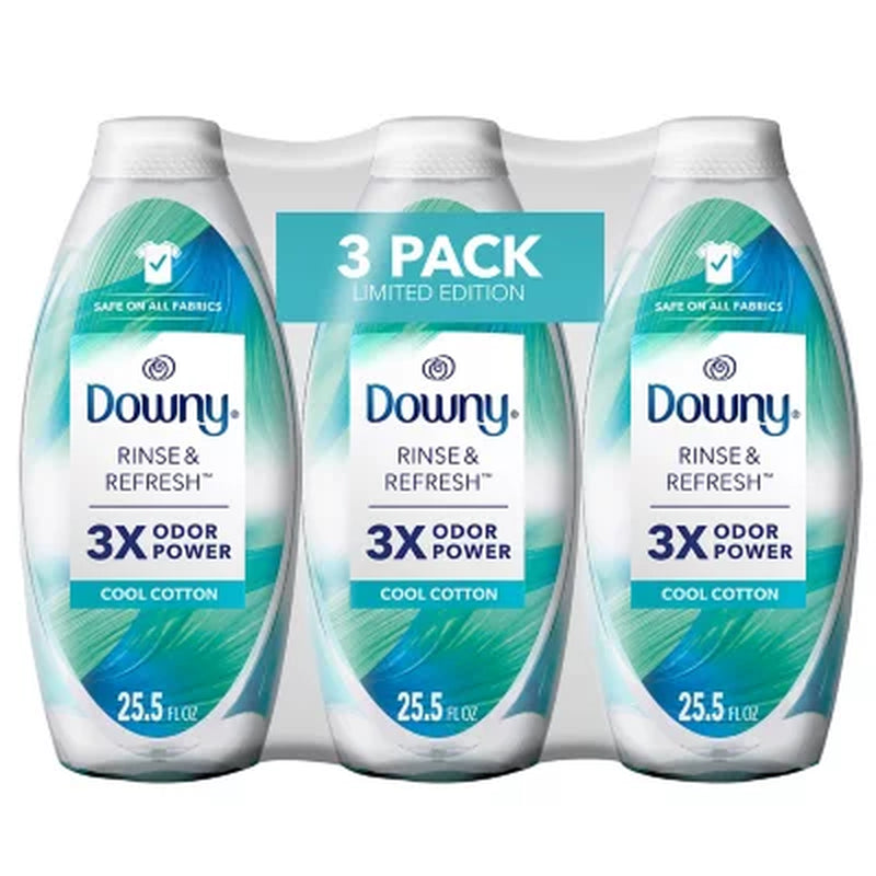 Downy Rinse & Refresh Laundry Fabric Rinse, Cool Cotton, 3 Ct., 76.5 Fl. Oz.