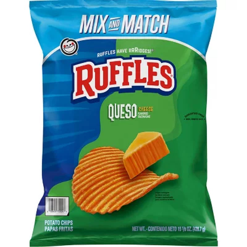 Ruffles Queso Cheese Flavored Potato Chips, 15.125 Oz.