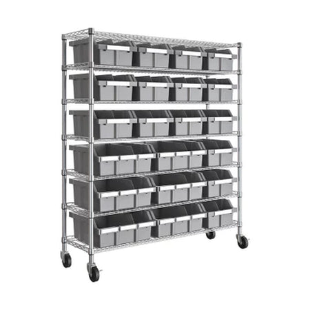 Seville Classics Extra Wide 7-Tier NSF 21-Bin Rack, 48" W X 14" D X 56" H