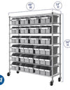 Seville Classics Extra Wide 7-Tier NSF 21-Bin Rack, 48" W X 14" D X 56" H