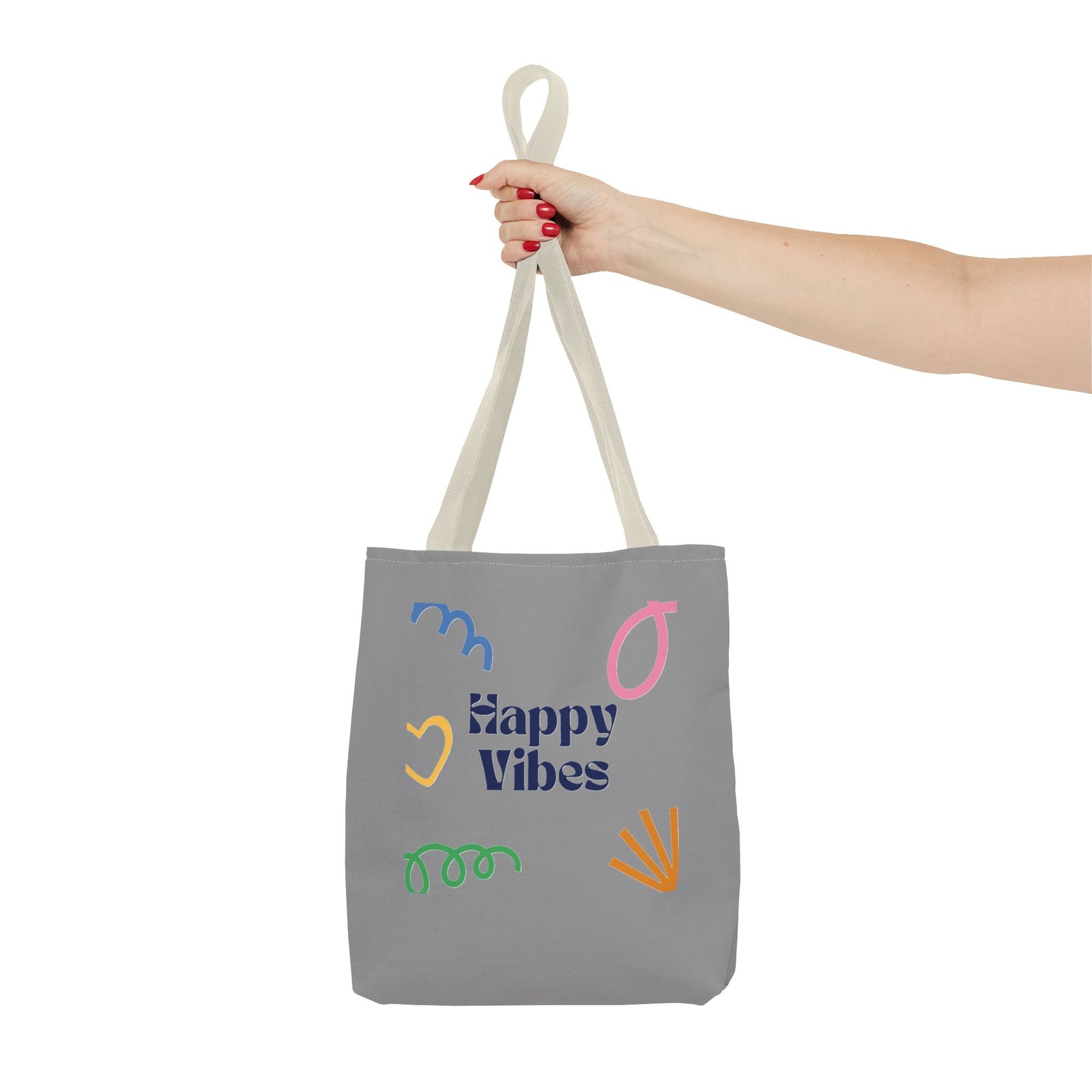 Happy Vibe Tote Bag (AOP) for any occasion