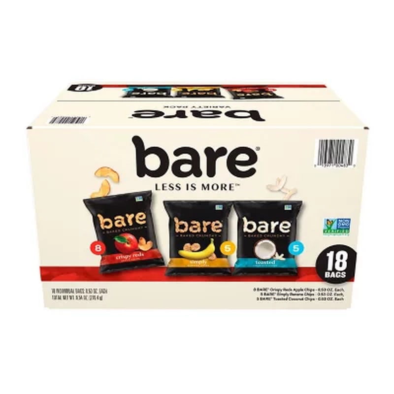 Bare Baked Crunchy Variety Pack Chips, 0.53 Oz., 18 Pk.