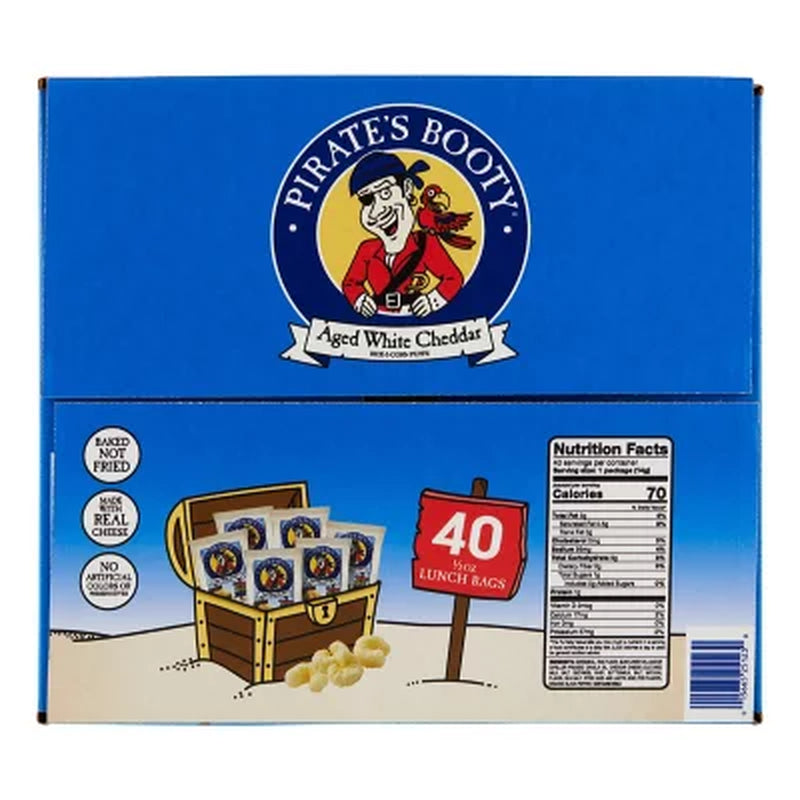 Pirate'S Booty Aged White Cheddar Puffs, 0.5 Oz., 40 Pk.