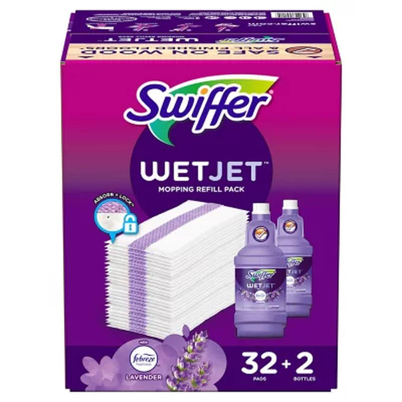 Swiffer Wetjet Refill Pack, Lavender 32 Pads + 2 Bottles