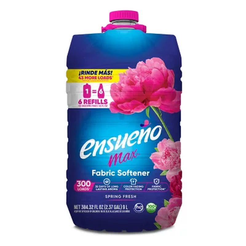 Ensueño Max Liquid Fabric Softener, Spring Fresh Scent, 300 Loads, 304 Fl. Oz.