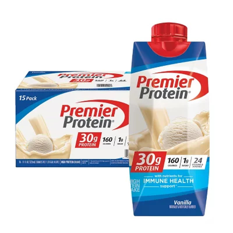 Premier Protein 30G High Protein Shake, Vanilla, 11 Fl. Oz., 15 Pk.