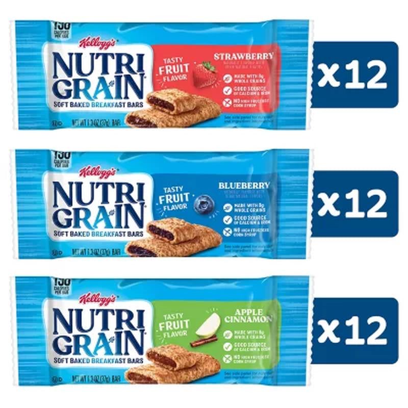 Nutri-Grain Bars Variety Pack, 1.3 Oz., 36 Pk.