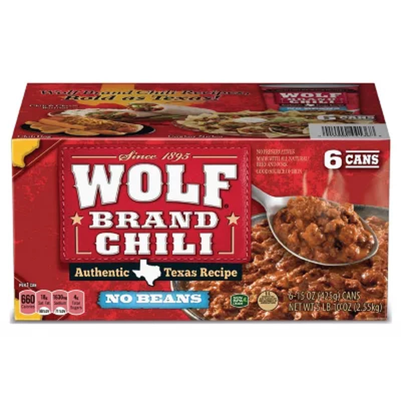 Wolf Brand "No Bean" Chili 15Oz., 6Pk.