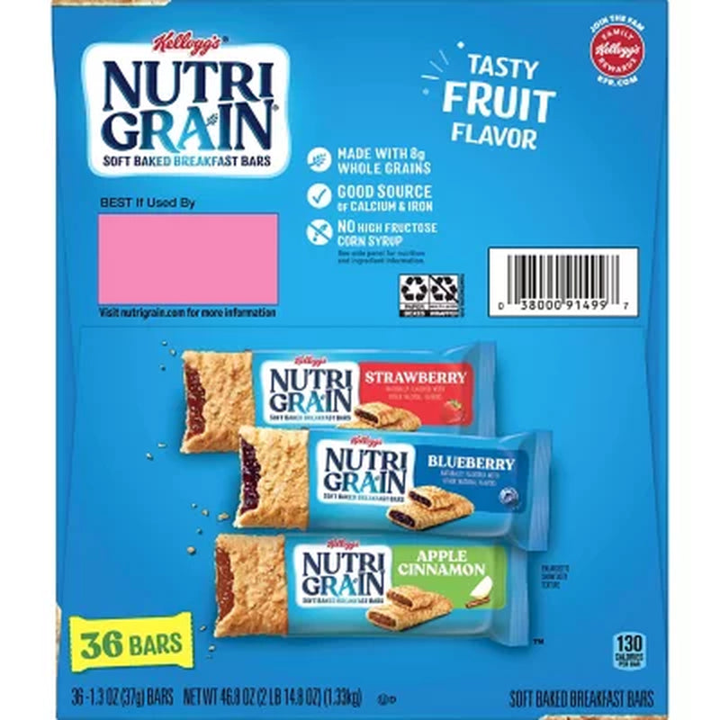 Nutri-Grain Bars Variety Pack, 1.3 Oz., 36 Pk.