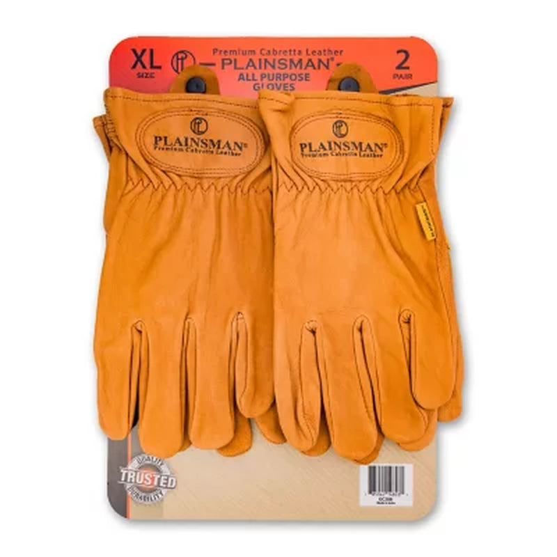 Plainsman Premium Cabretta Brown Leather Gloves 2 Pairs