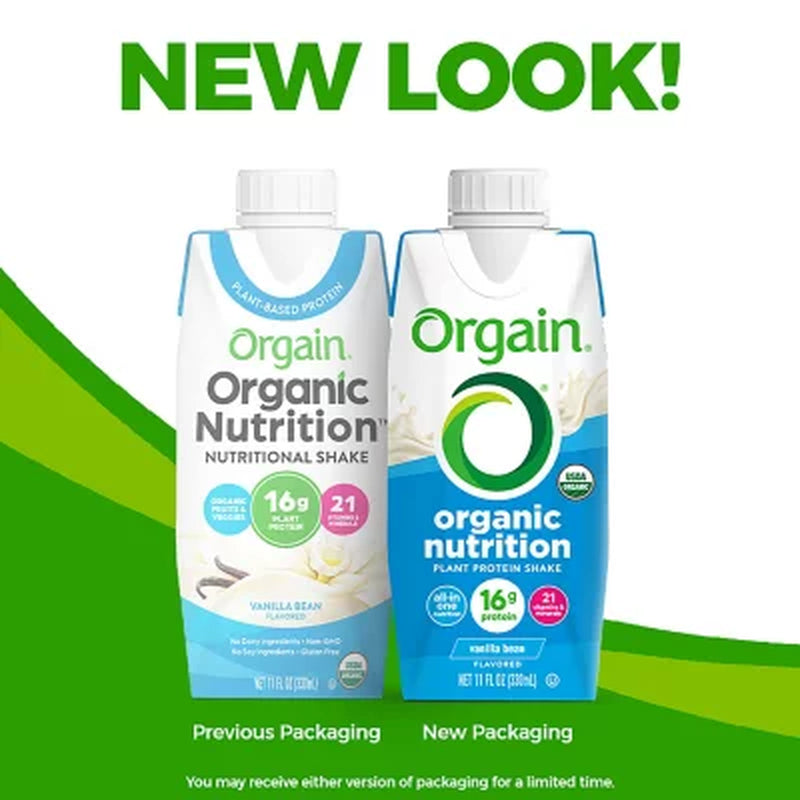 Orgain Organic Nutrition 16G Vegan Plant Based Protein Shake, Vanilla Bean 11 Fl. Oz., 12 Ct.