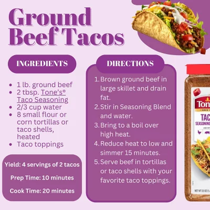 Tone'S Taco Seasoning 23 Oz.