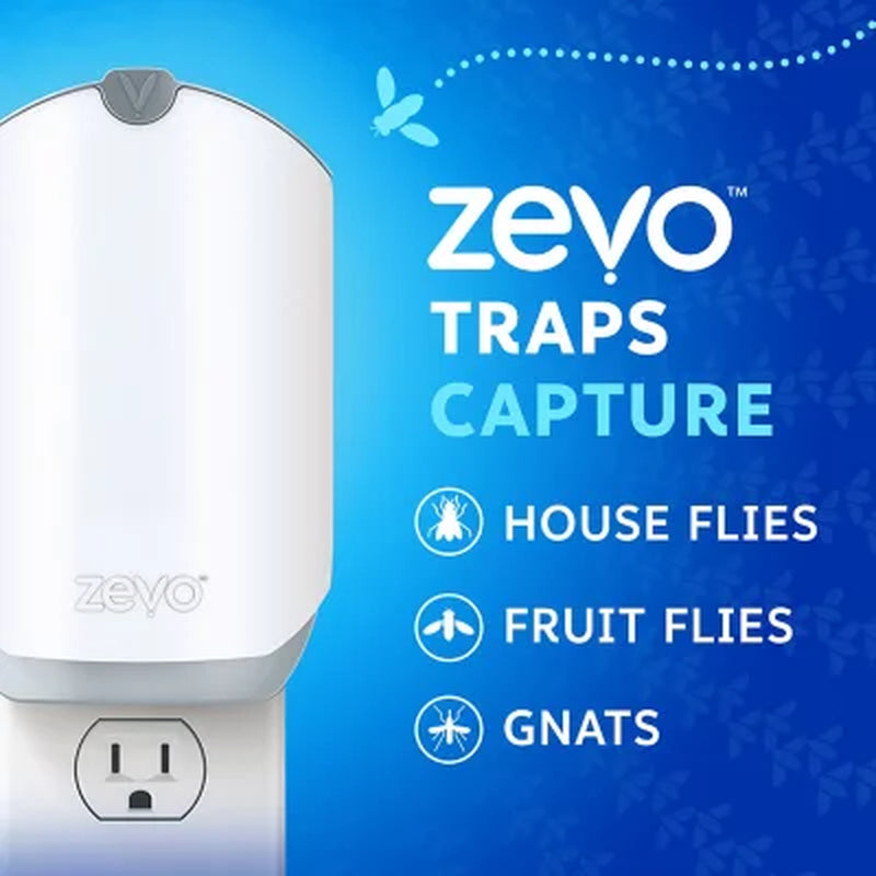 Zevo Flying Insect Trap, Fly Trap 2 Devices + 6 Refills Cartridges