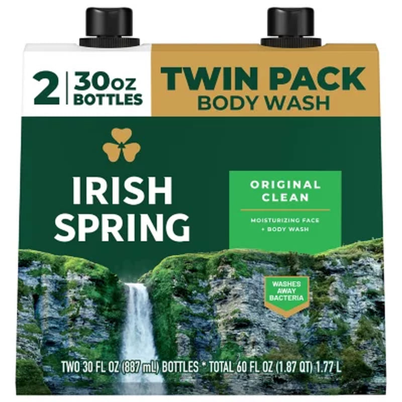 Irish Spring Body Wash for Men, Original Clean, 30 Fl. Oz., 2 Pk.