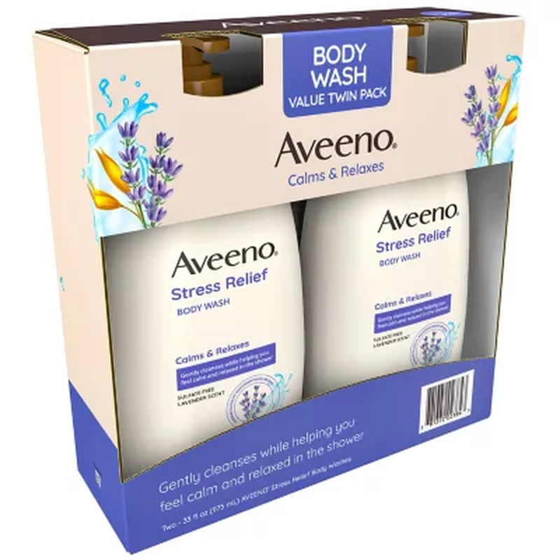 Aveeno Stress Relief Body Wash with Lavender & Chamomile, 33 Fl. Oz., 2 Pk.