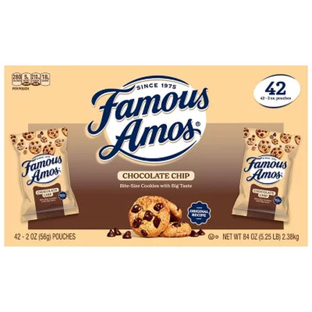 Famous Amos Chocolate Chip Cookies, 2 Oz., 42 Pk.