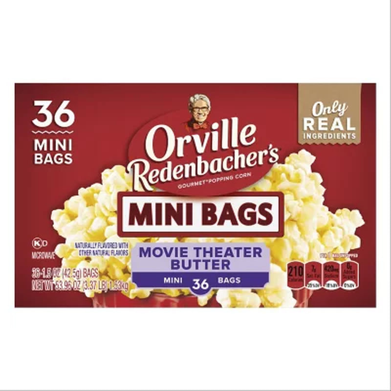 Orville Redenbacher'S Movie Butter Microwave Popcorn, Mini Bags, 1.5 Oz., 36 Pk.