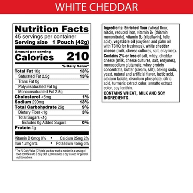 Cheez-It White Cheddar Snack Packs, 1.5 Oz., 45 Pk.