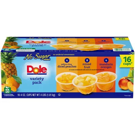 Dole No Sugar Added Mixed Fruit Variety Pack, 4 Oz., 16 Pk.