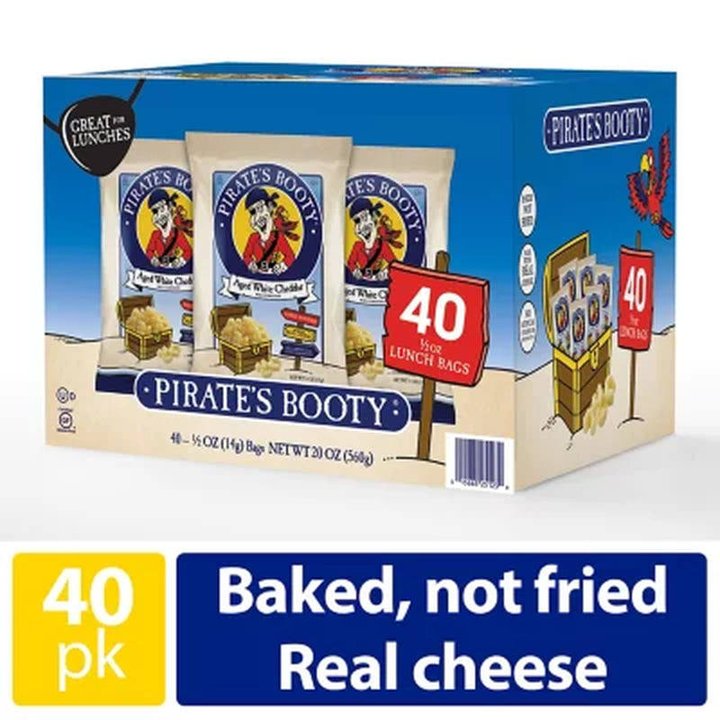 Pirate'S Booty Aged White Cheddar Puffs, 0.5 Oz., 40 Pk.