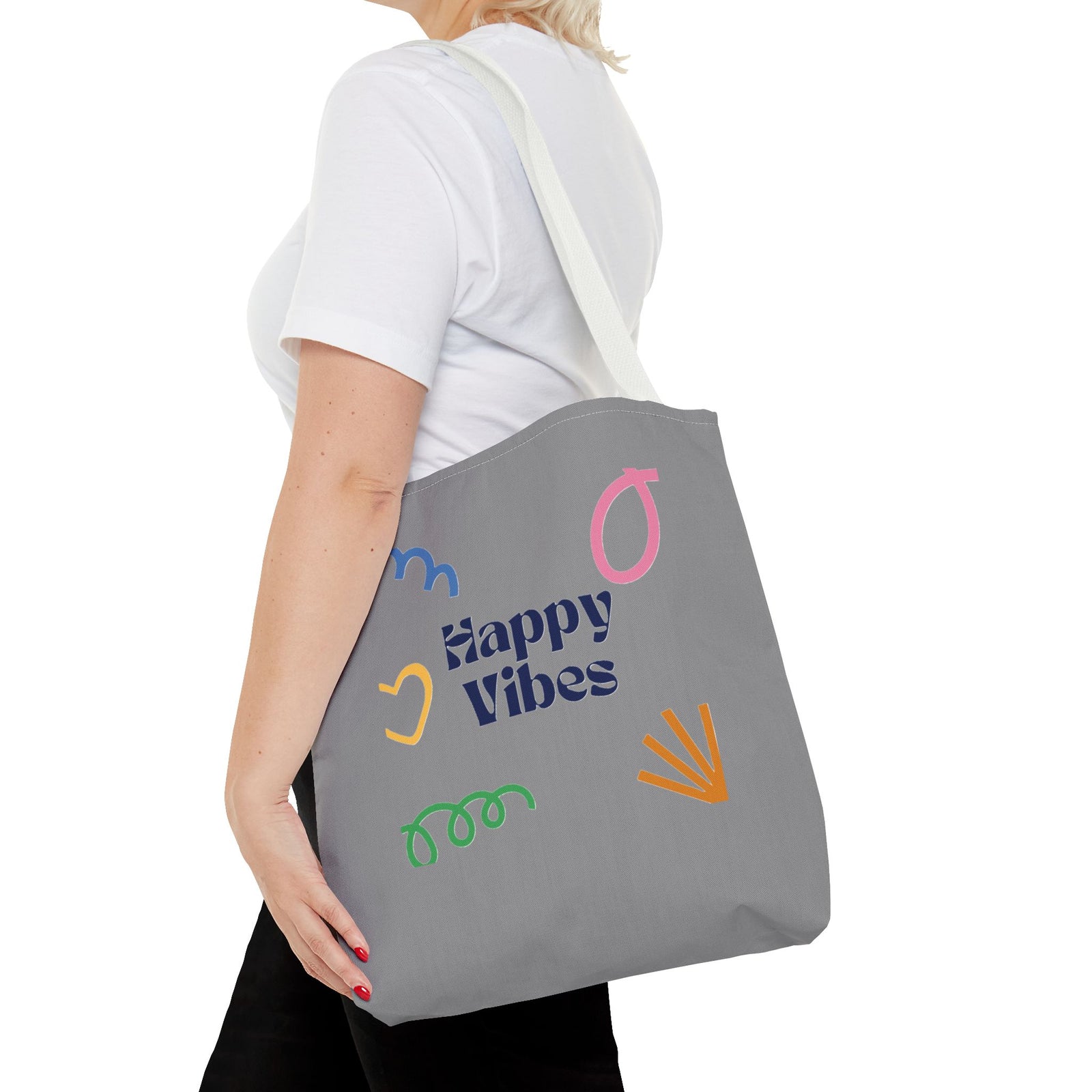 Happy Vibe Tote Bag (AOP) for any occasion