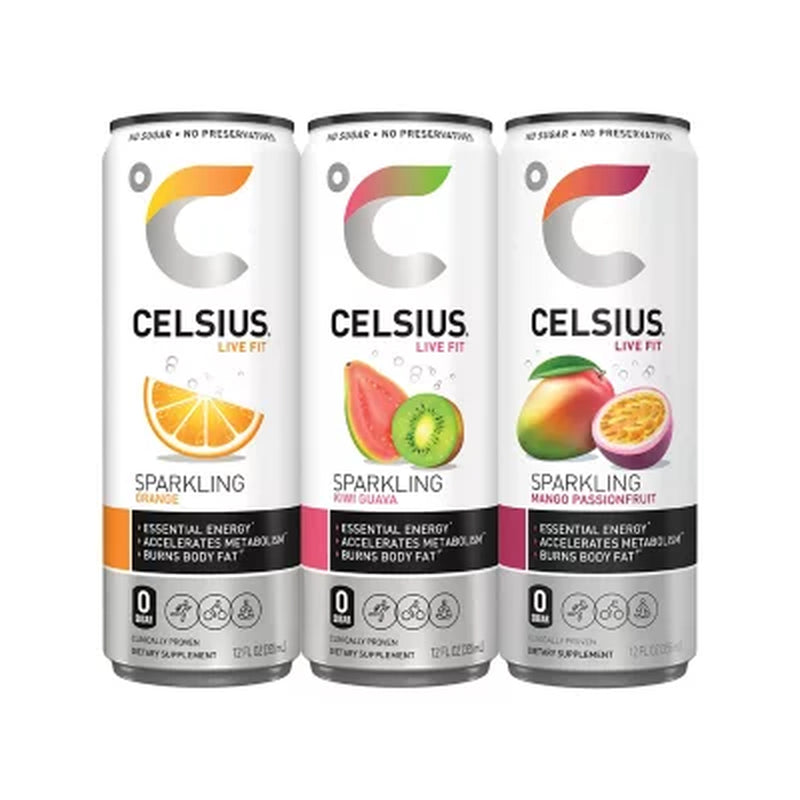 Celsius Essential Energy Sparkling Variety Pack 12 Fl. Oz., 18 Pk.