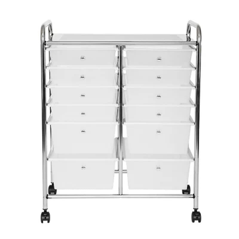 Seville Classics 12-Drawer Rolling Organizer Cart, 25.2" W X 15.2" D X 31.7" H