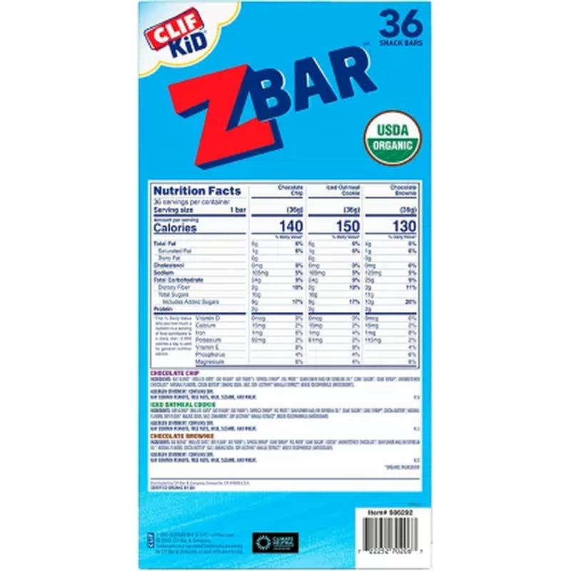 CLIF Kid Zbar, 1.27 Oz., 36 Ct.