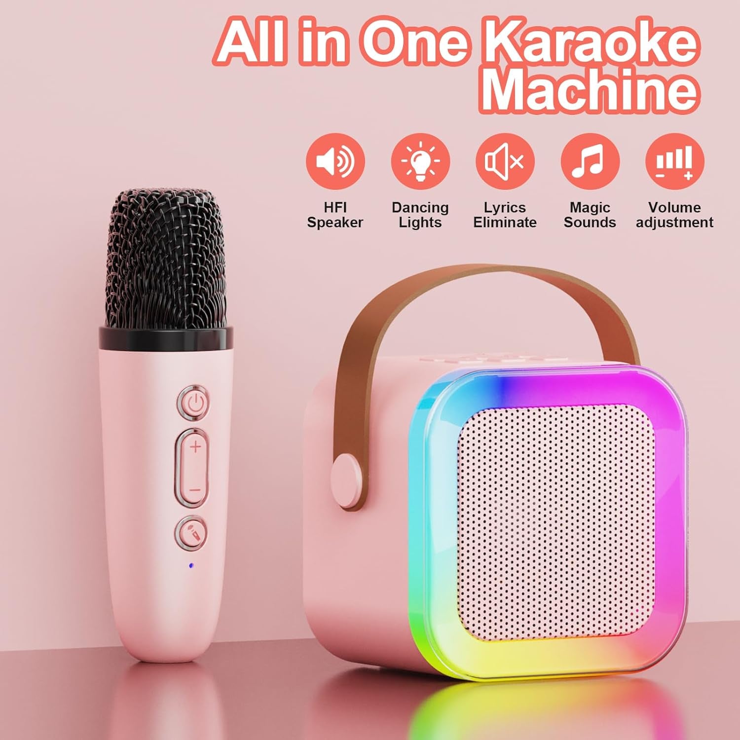 Mini Karaoke Machine for Kids,Portable Bluetooth Speaker, Wireless Mics (CHOOSE)