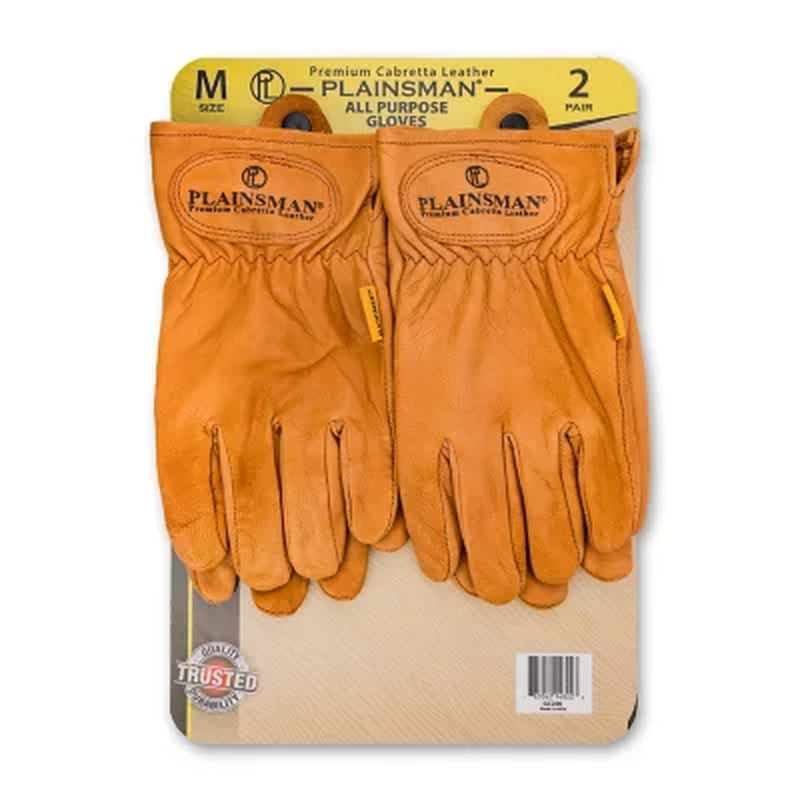 Plainsman Premium Cabretta Brown Leather Gloves 2 Pairs