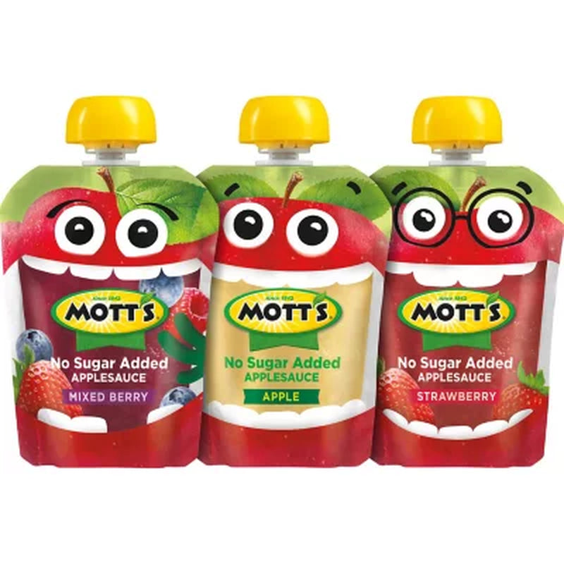 Mott'S Apple Sauce No Sugar Added Variety Pack, 3.2 Oz., 32 Pk.