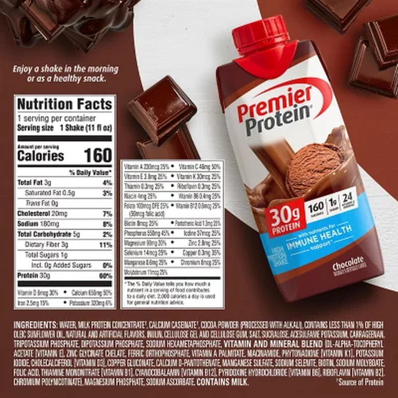 Premier Protein 30G High Protein Shake, Chocolate, 11 Fl. Oz., 15 Pk.