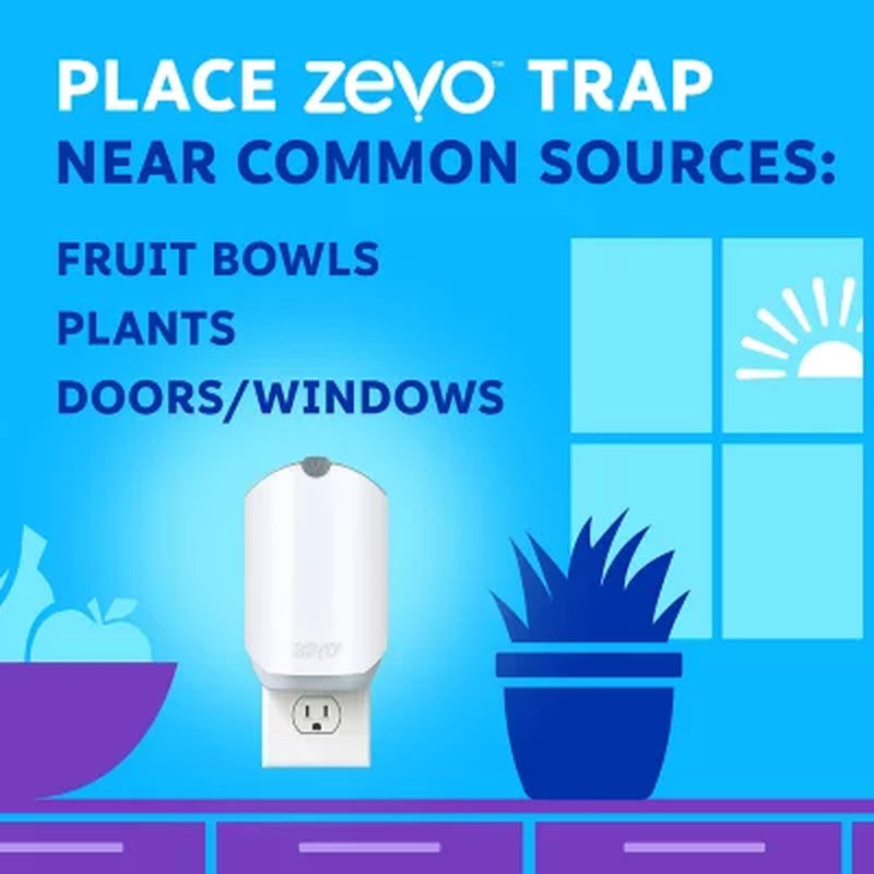 Zevo Flying Insect Trap, Fly Trap 2 Devices + 6 Refills Cartridges