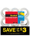 Scotch Heavy Duty Shipping Packaging Tape, 1.88" X 60.15 Yd, 6-Pack