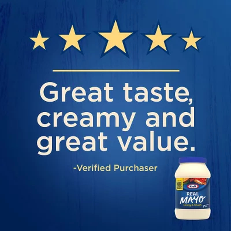 Kraft Real Mayo Creamy & Smooth Mayonnaise 30 Fl. Oz. Jars, 2 Pk.