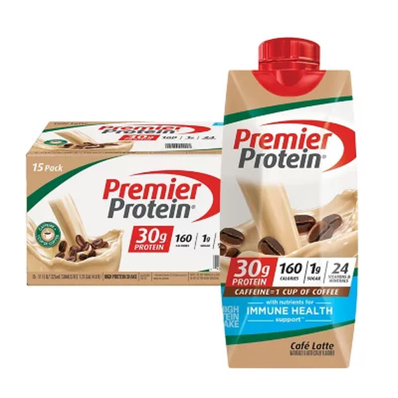 Premier Protein 30G High Protein Shake, Café Latte 11 Fl. Oz., 15 Pk.