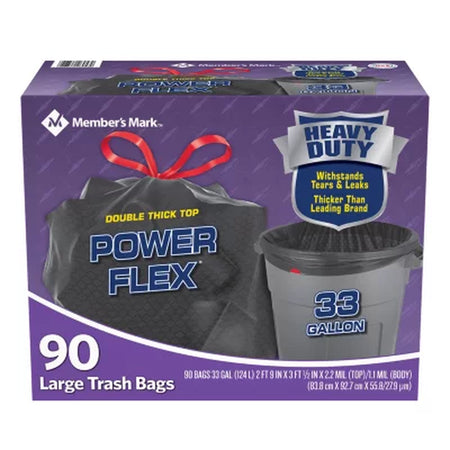 Member'S Mark 33-Gallon Power Flex Drawstring Trash Bags 90 Ct.