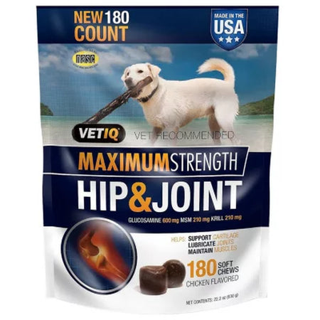 VETIQ Maximum Strength Hip & Joint Soft Dog Chews, Chicken Flavored, 180 Ct.