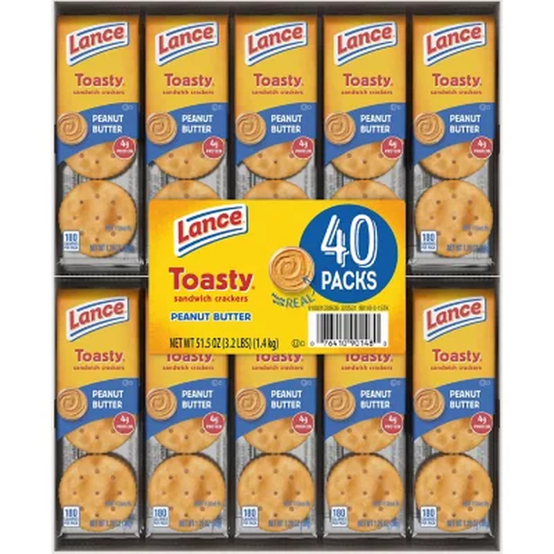 Lance Toasty Peanut Butter Sandwich Crackers, 1.29 Oz., 40 Pk.