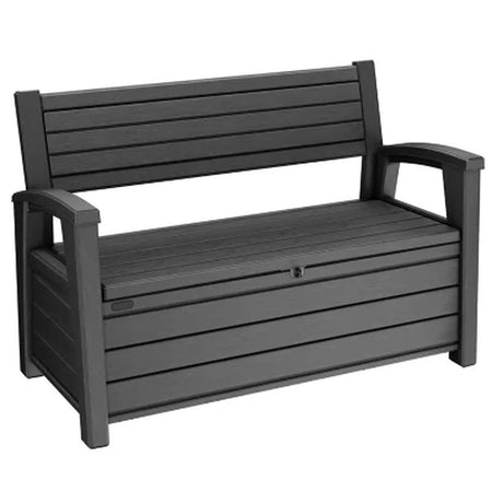 Keter Hudson Plastic Storage Bench, Graphite Gray