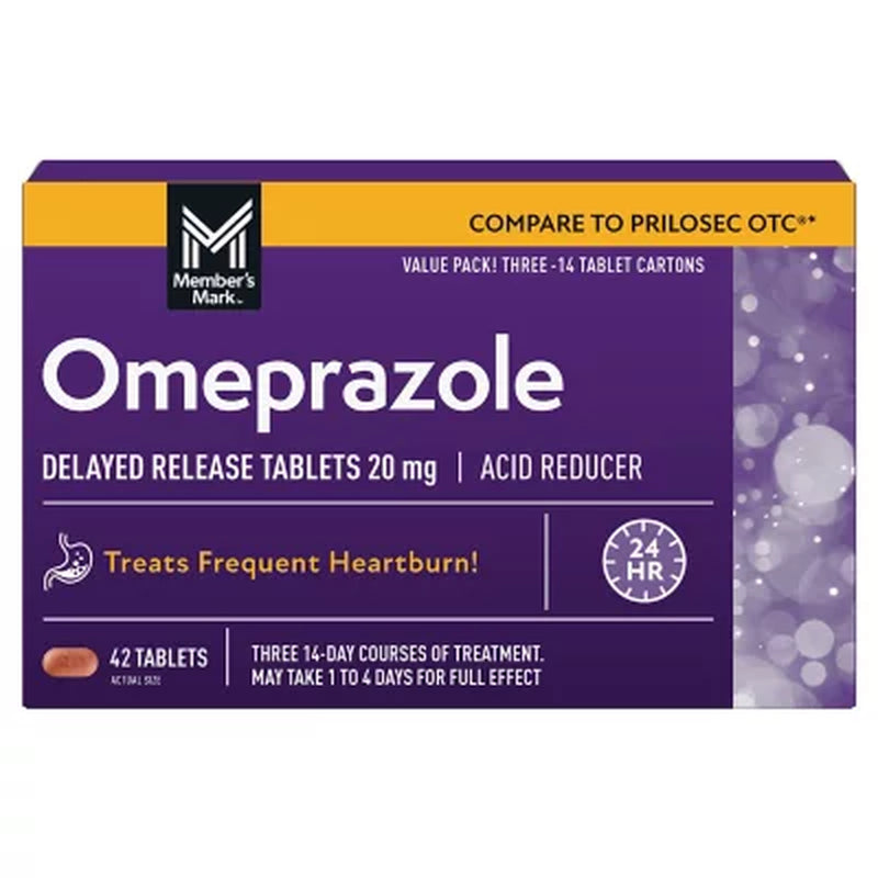 Member'S Mark Omeprazole Delayed Release Tablets, 20 Mg, 14 Tablets/Pk., 3 Pk.