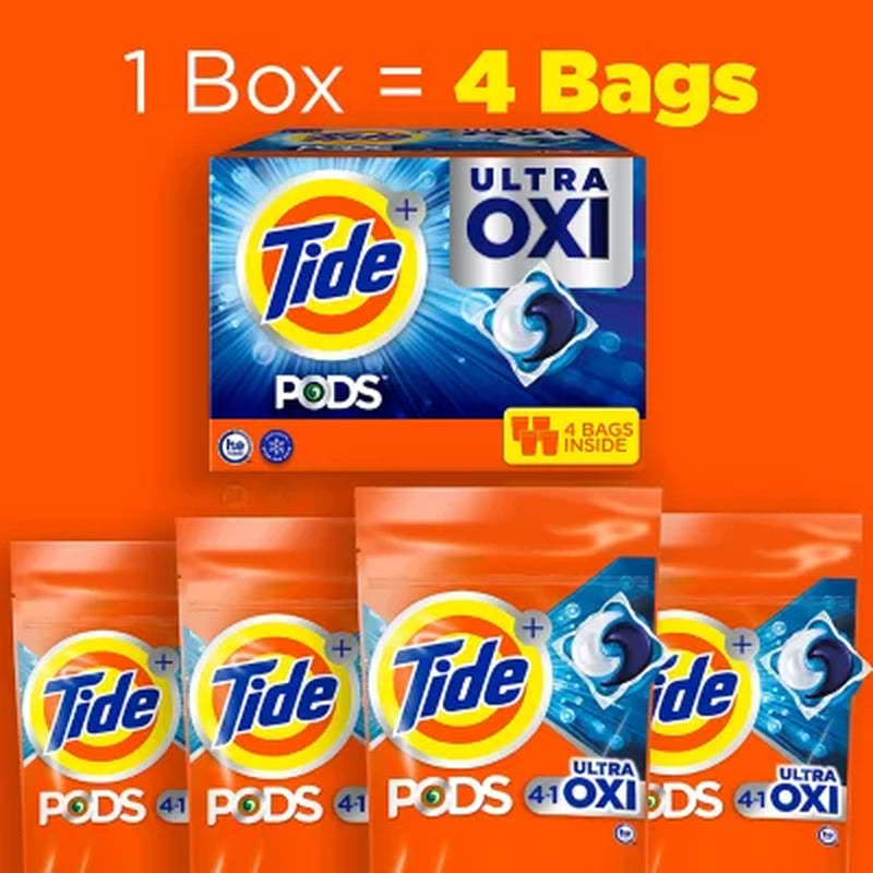 Tide PODS Liquid Detergent Pacs, 4-In-1 Ultra Oxi, 104 Ct.