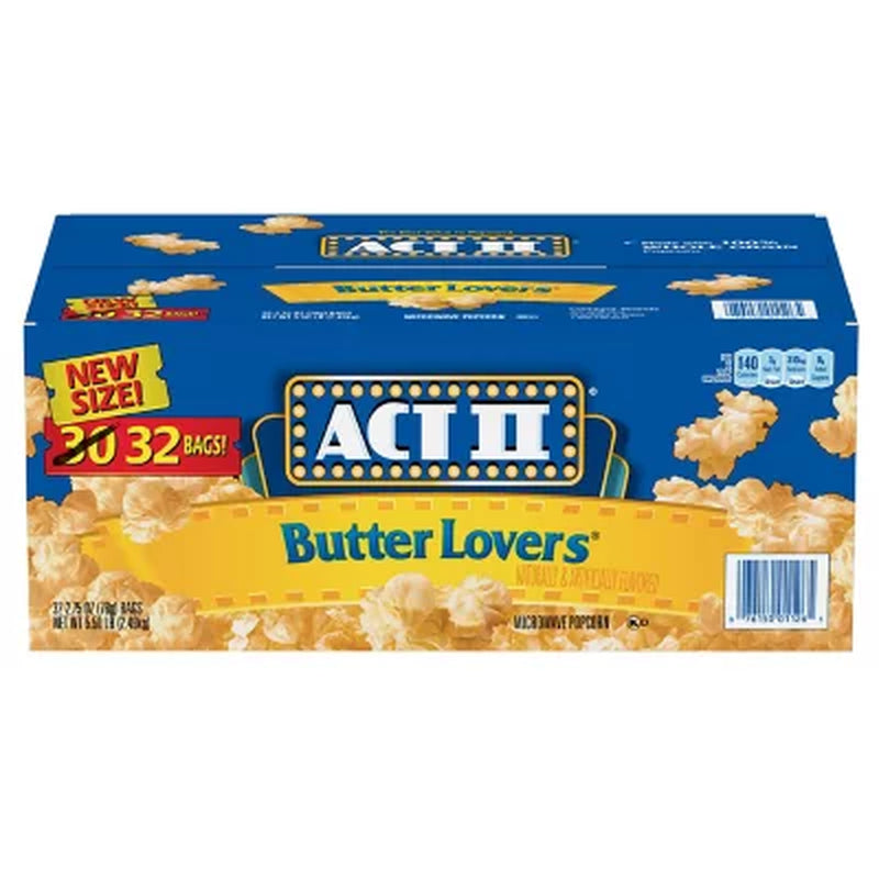 ACT II Butter Lovers Microwave Popcorn, 2.75 Oz., 32 Pk.